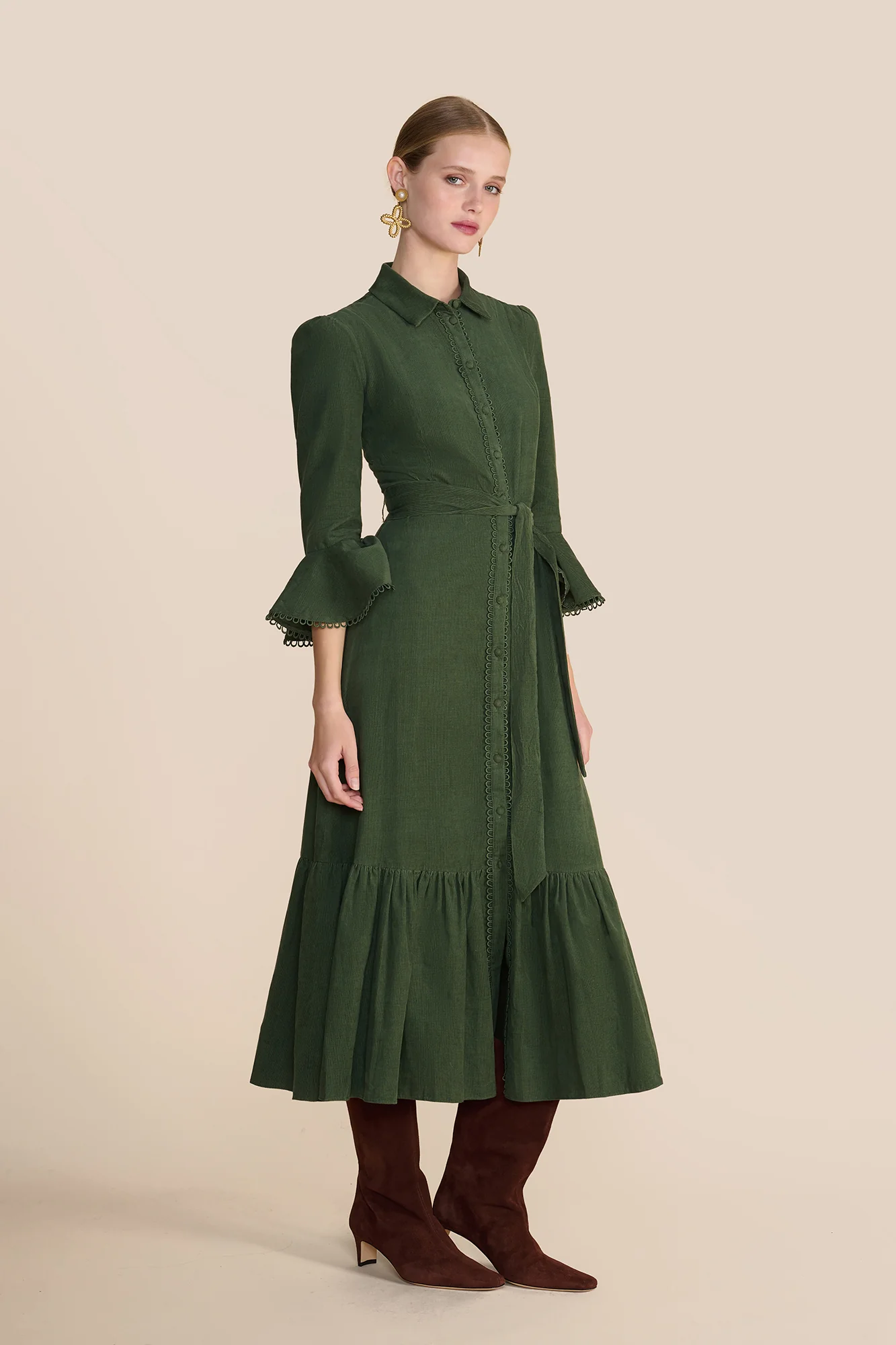 Nalini Khaki Dress - Image 3
