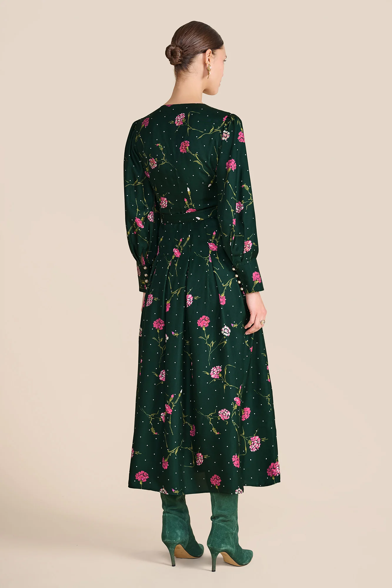 Odette Evergreen Carnation Dress - Image 9