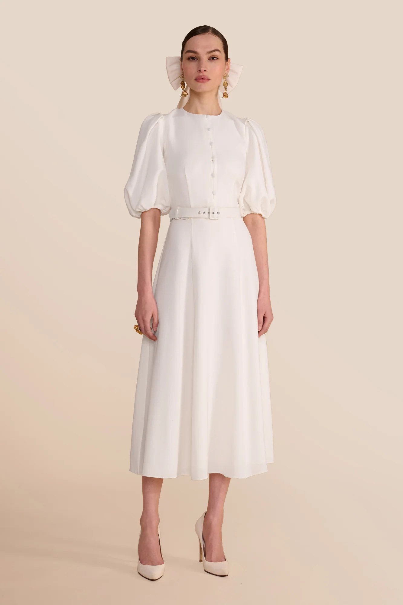 Rani Ivory Crepe Dress - Image 4