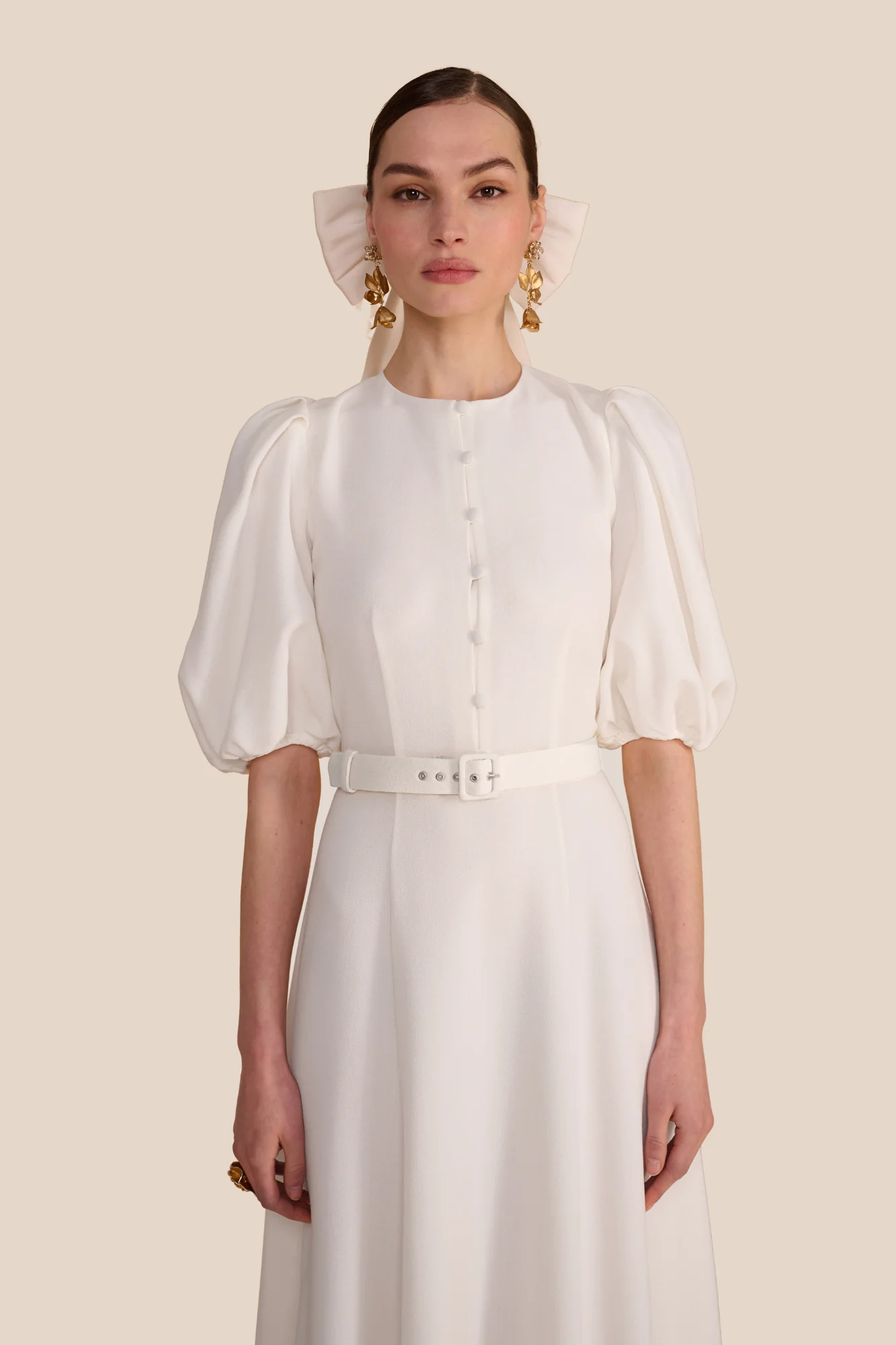 Rani Ivory Crepe Dress - Image 5