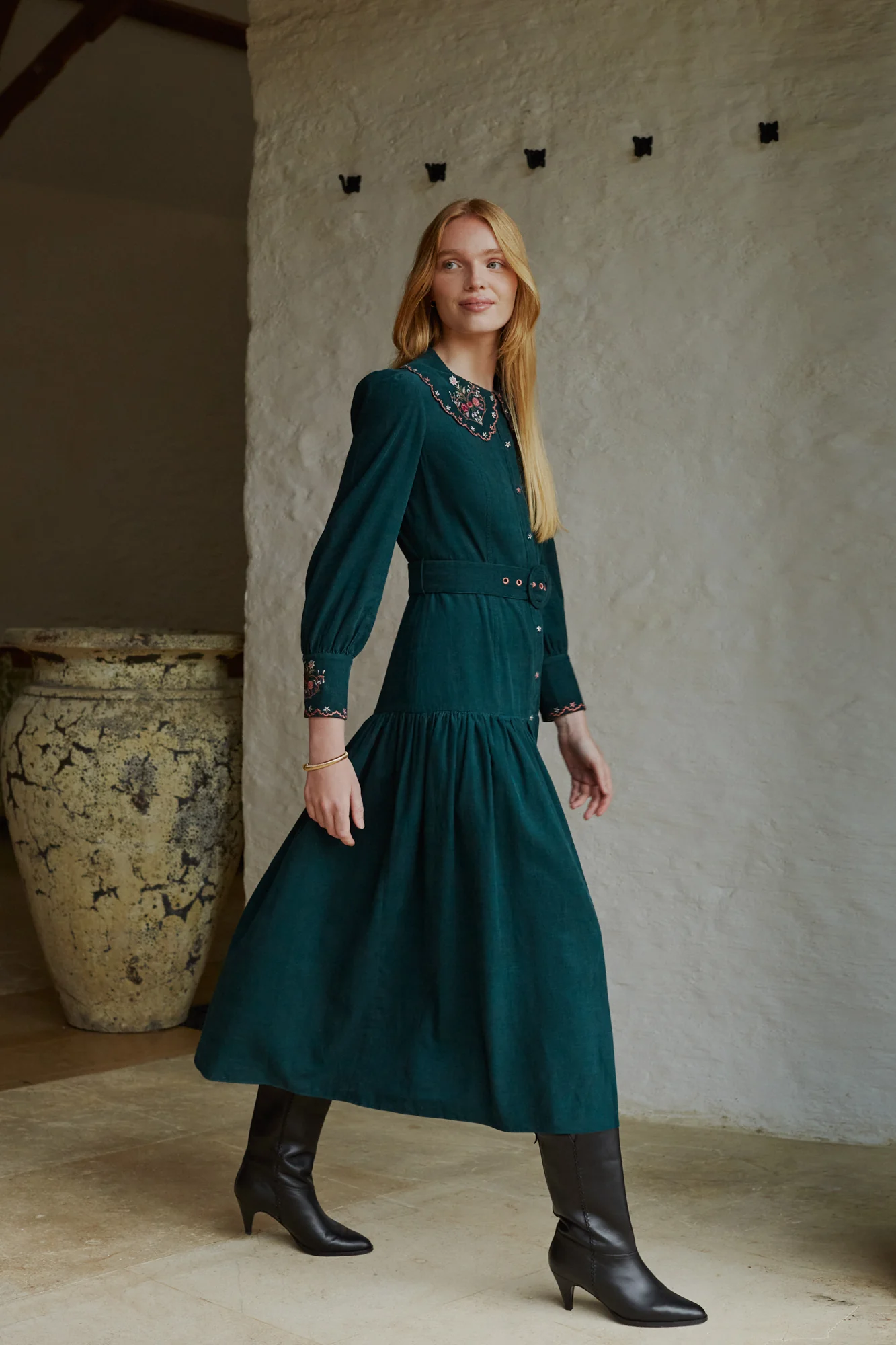 Rosie Evergreen Embroidered Dress - Image 4
