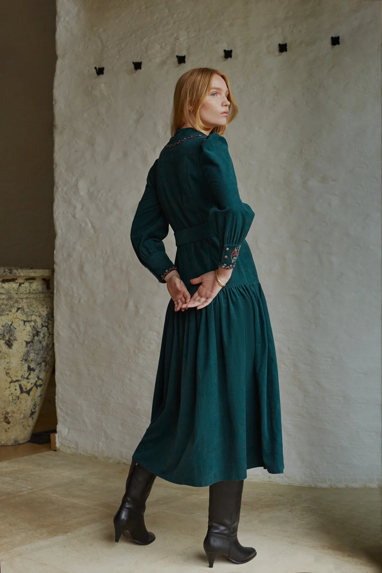 Rosie Evergreen Embroidered Dress - Image 5