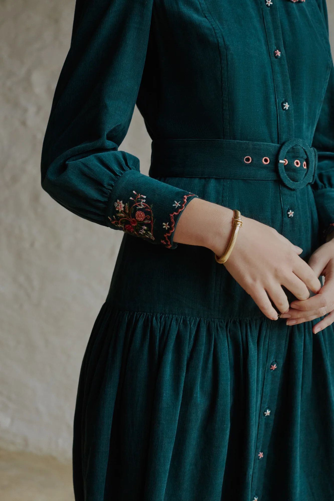 Rosie Evergreen Embroidered Dress - Image 6