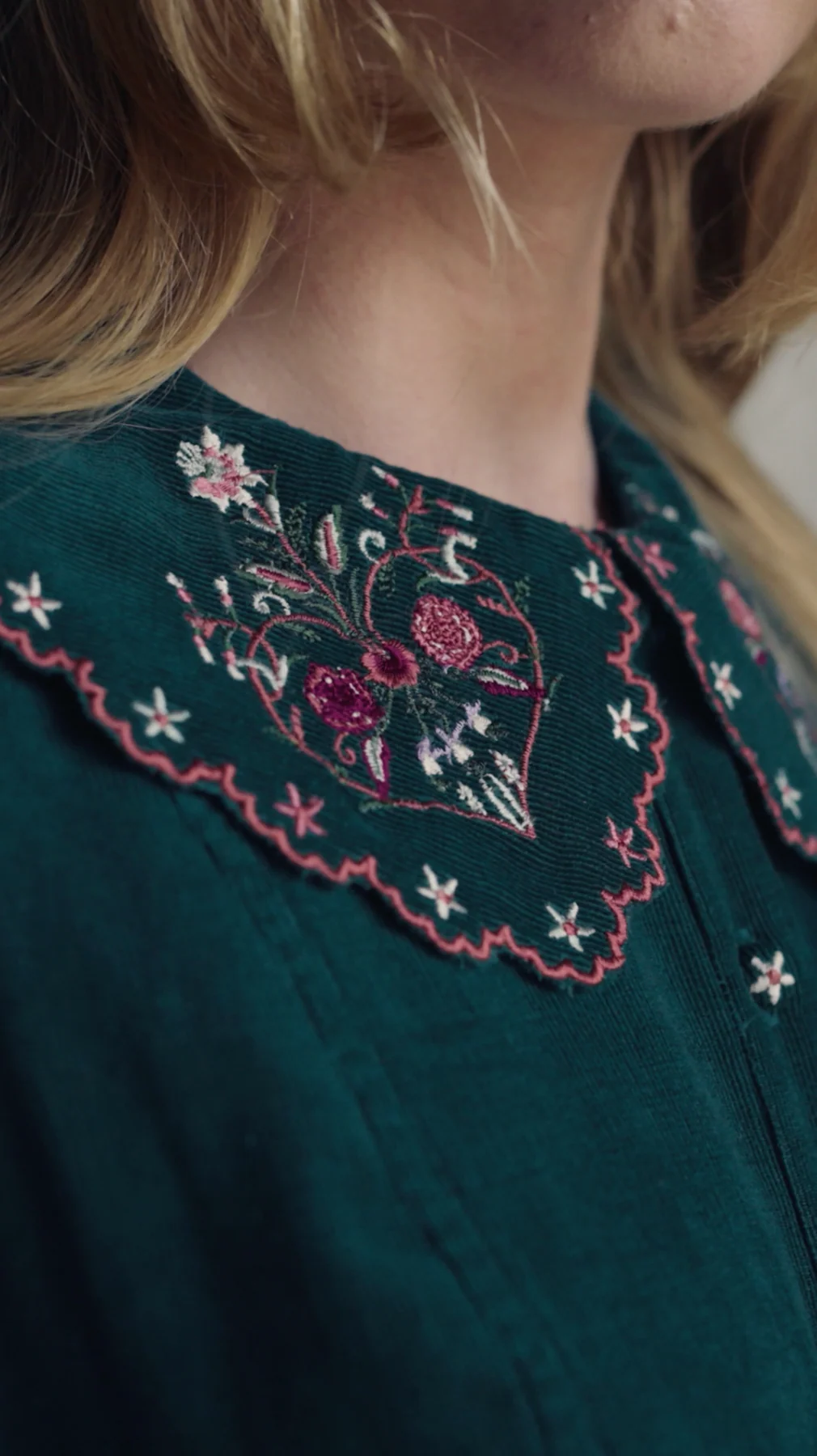 Rosie Evergreen Embroidered Dress - Image 7