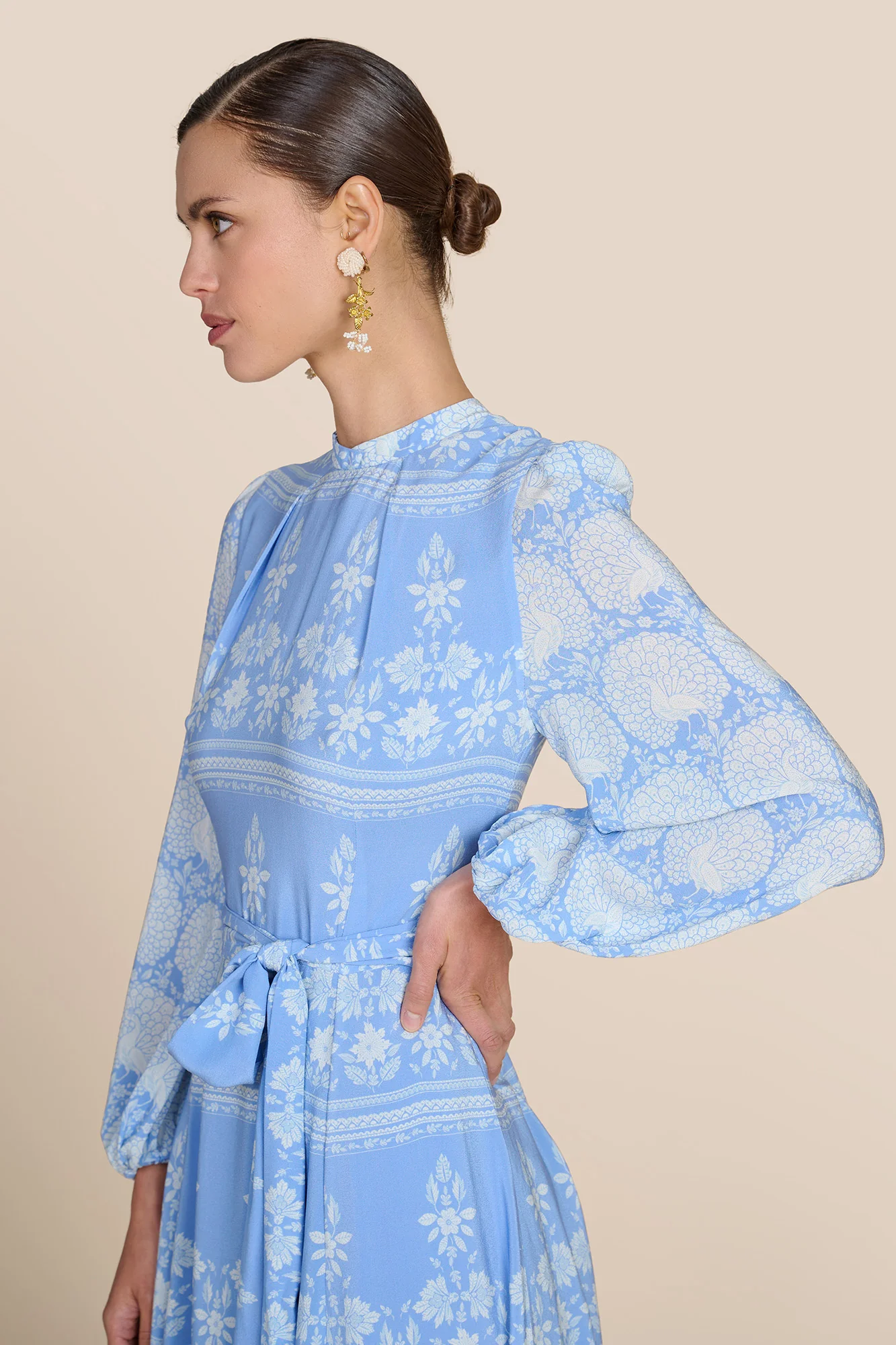 Sonia Cornflower Blouson Sleeve Dress - Image 3