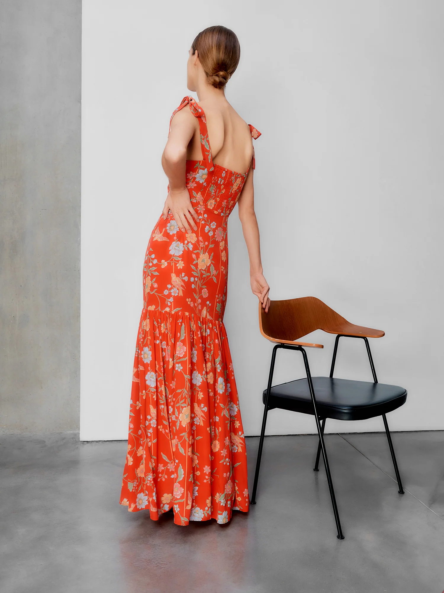 Thea Bamboo & Birds Red Dress - Image 12