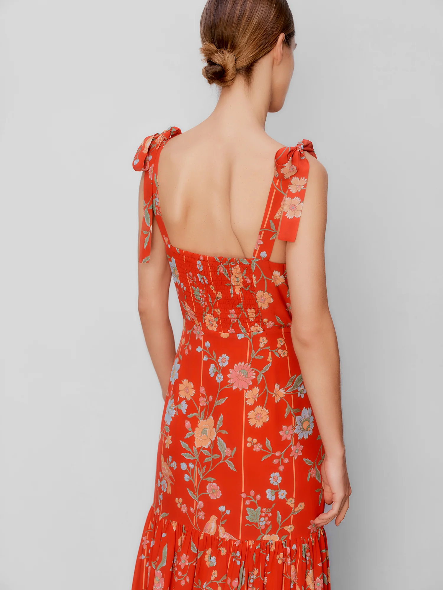 Thea Bamboo & Birds Red Dress - Image 13