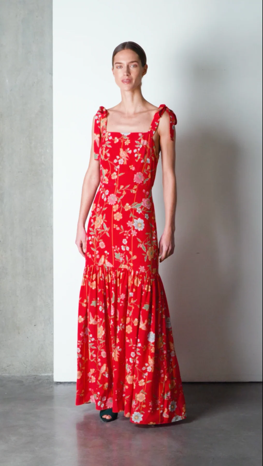 Thea Bamboo & Birds Red Dress - Image 14