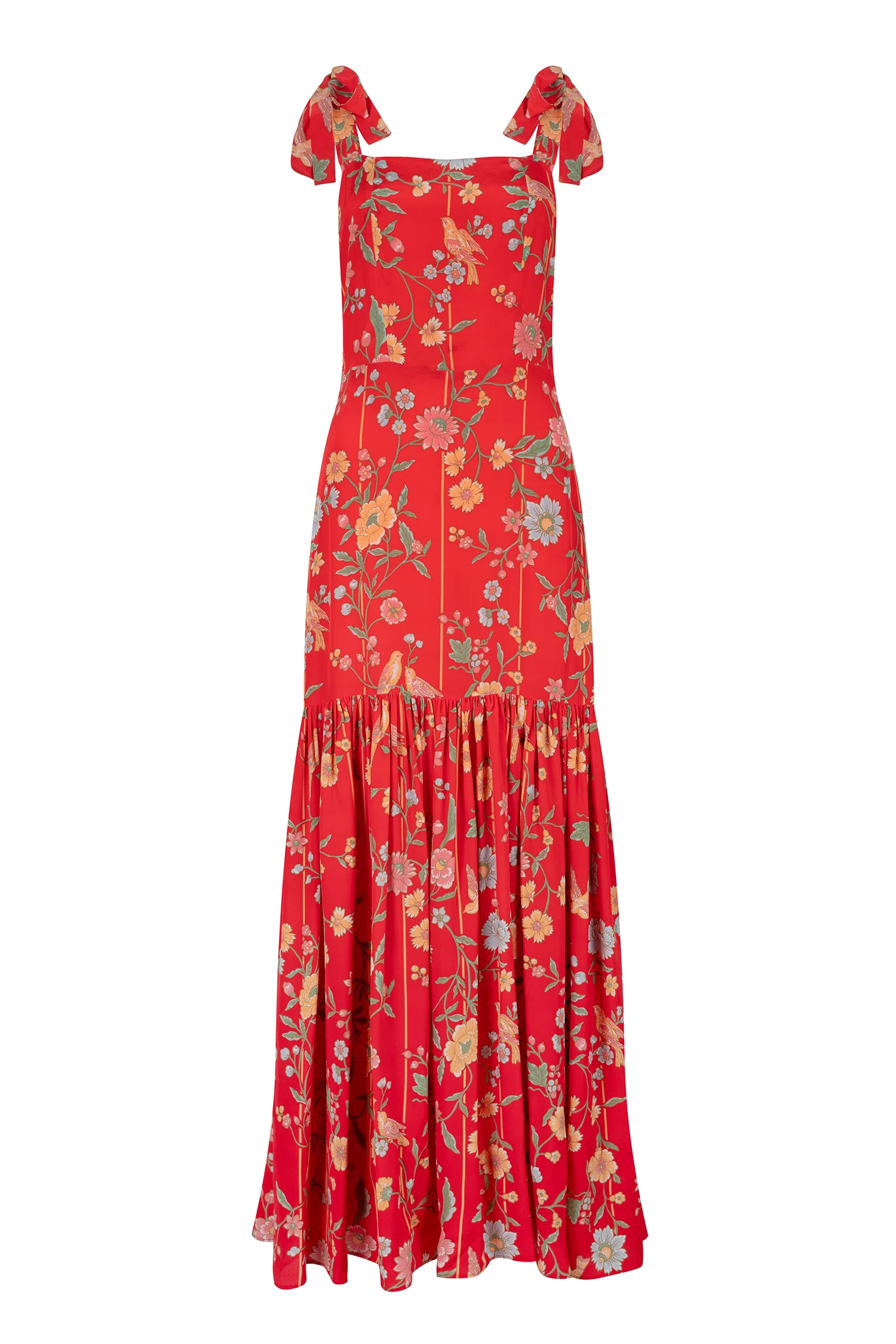Thea Bamboo & Birds Red Dress - Image 5
