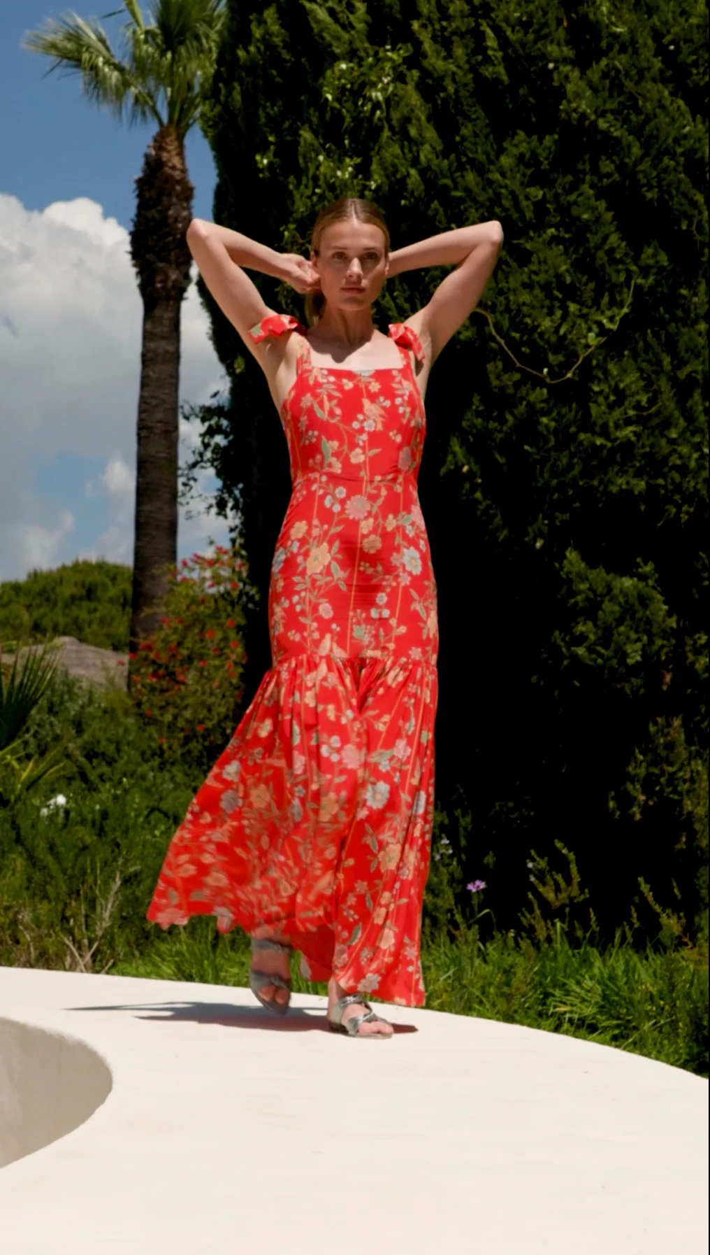 Thea Bamboo & Birds Red Dress - Image 7