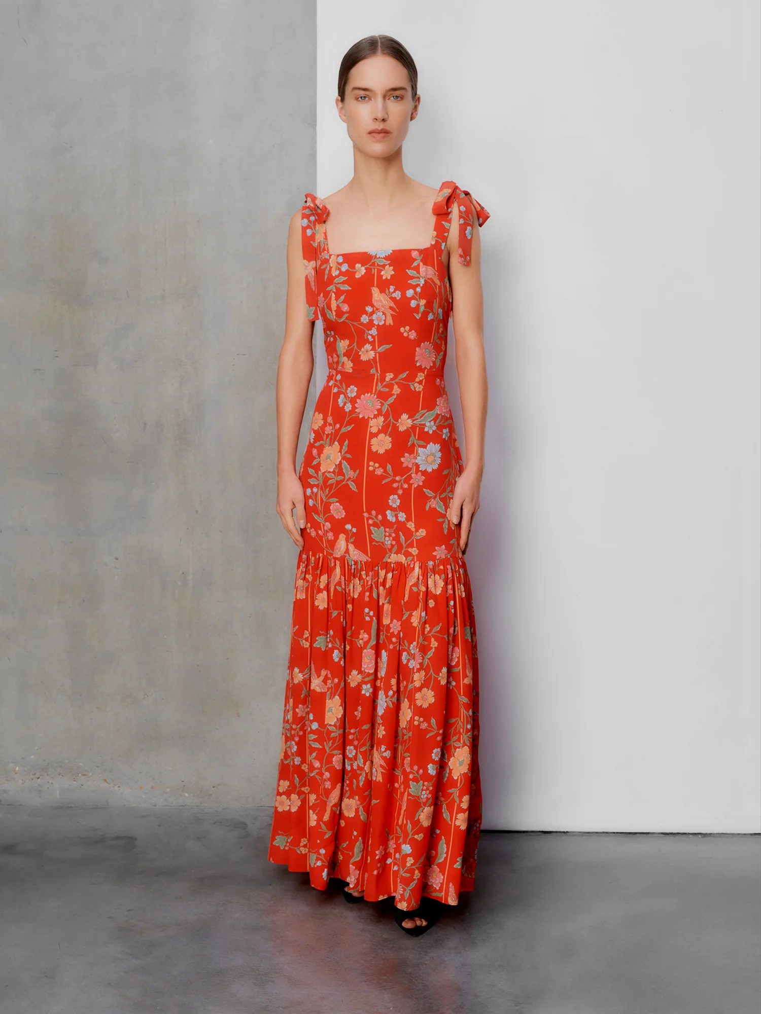 Thea Bamboo & Birds Red Dress - Image 8