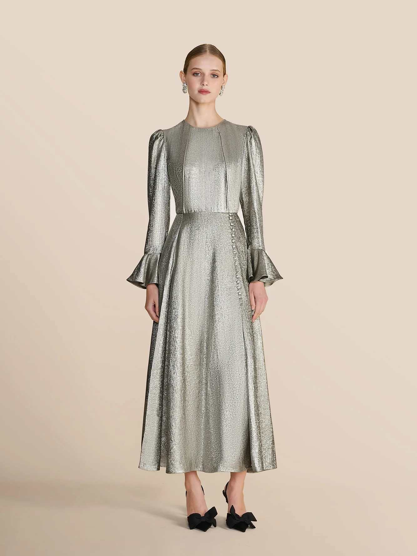 Yahvi Oyster Long Dress - Image 3